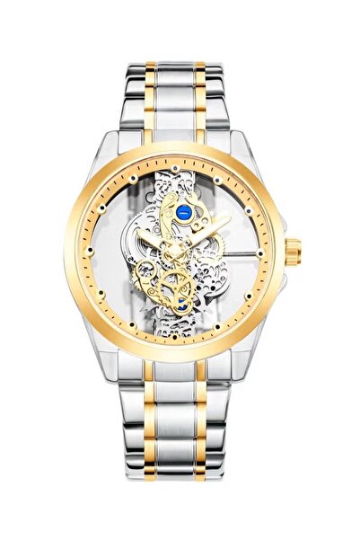 Elanos Luxury Stainless Steel Band Men's Wrist Watch with Transparent Design