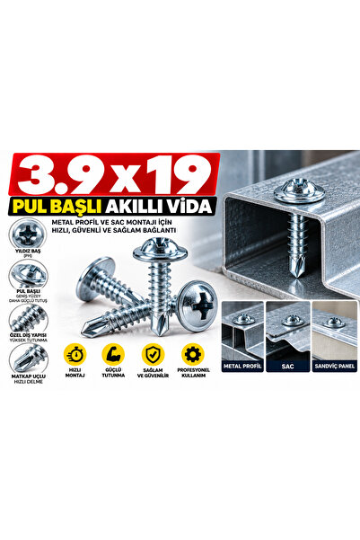 KC 3.9*19 RYSB PULBAŞLI AKILLI VİDA KOLİ 12000 ADET