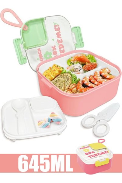 TAPIT 645ML Kids Bento Lunch Box, Leak-Resistant Divided Food Container with ...