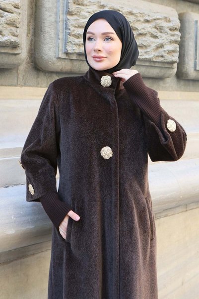 Missvalle Liora Fox Kumaş Çıtçıtlı Kaban Kahverengi 2004