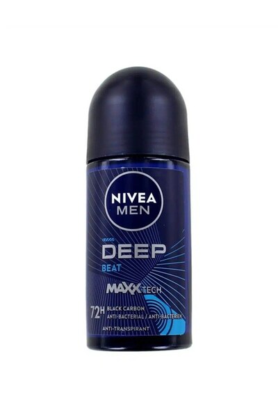 NIVEA Men Deep Beat Maxx Tech 72h Μαύρο Άνθρακα Αντιιδρωτικό Roll-On (50ml)