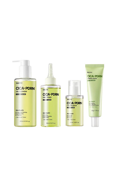 Nacific Set de ingrijire pentru pielea sensibilă, CICA PDRN, Gel de curatare 200 ml + Lotiune tonica 150 ml + Ser calmant 50 ml + Crema bariera 50 g