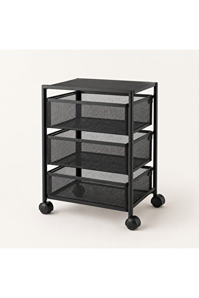 OEM Cărucior organizator premium, 3 coșuri metalice rotative, structură robus...