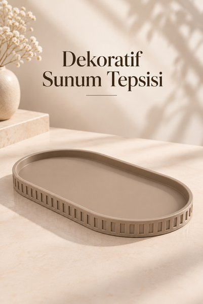Novori Design Dekoratif Tepsi, Yuvarlak Sunum Tabağı, Sunumluk, Stand, Banyo,...