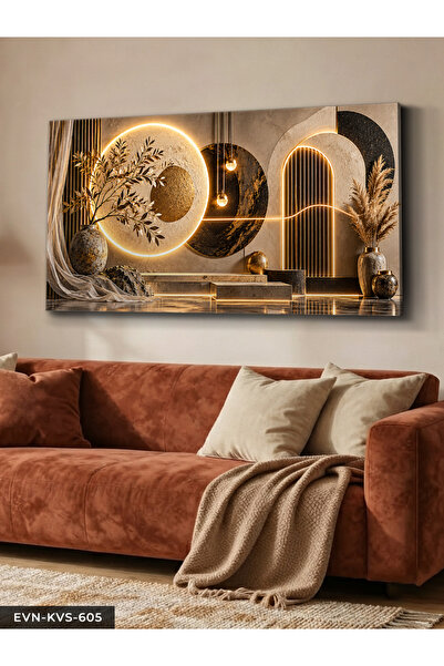Evinemoda Modern Geometrik Desenler Tek Parça Işıksız Kanvas - Canvas Tablo