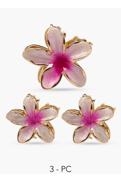 FAV Pack of 3 Floral Hair Clamp with Enamel Finish