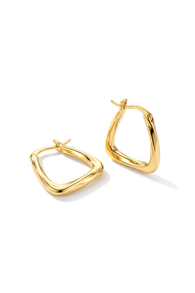 Choice A Stainless Steel Gold Color Geometric Design Twisted Square Hoop Earr...