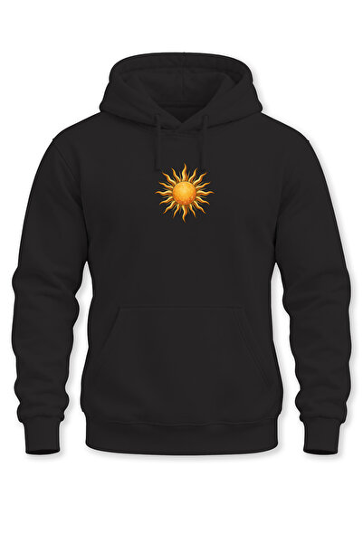 WİDİ Hanorac unisex cu glugă cu imprimeu solar, cu model solar
