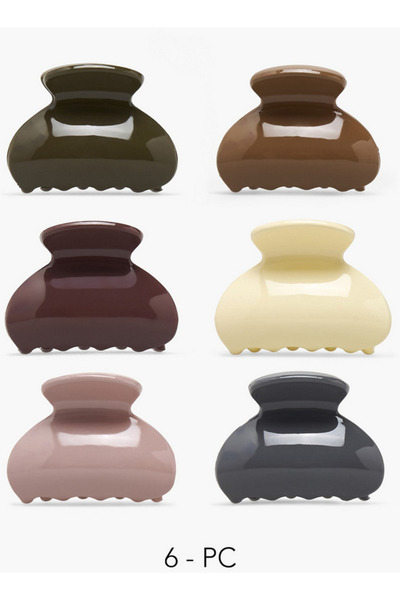 FAV Gloo Pack of 6 Curved Hair Clamp with Matte Finish