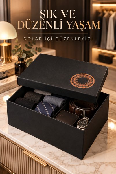 grimorlife 1 Adet Dolap İçi Düzenleyici Sert Taslama Kutu 24x21x13,5 cm – Çorap, Kravat, Aksesuar ve Bakım Ürünleri Organizer Saklama Kutusu