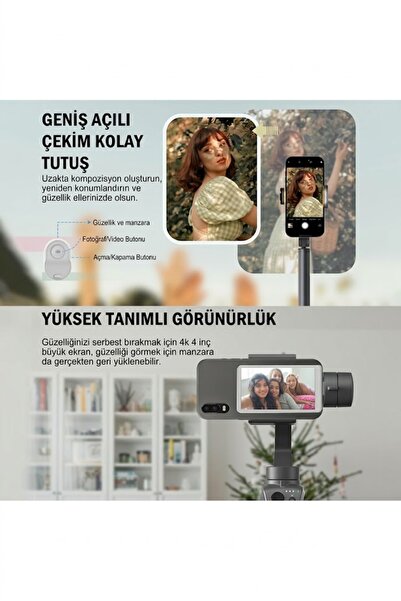 Mmctech A2 Pro Manyetik Selfie Ekranı - MagSafe Uyumlu 4.02 inç Vlog Monitörü ve Bluetooth Uzaktan Kumandalı