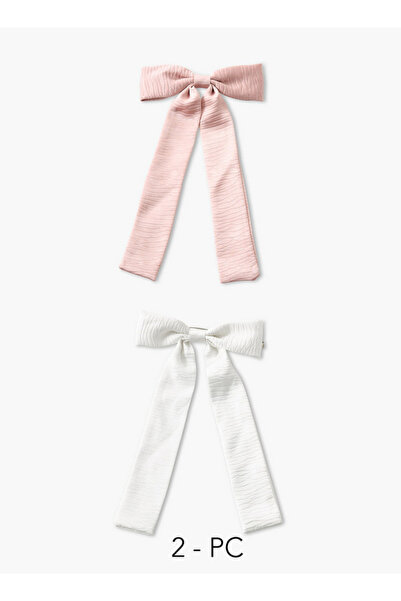FAV Pack of 2 Bow Barrette Hair Clip with Textured Design