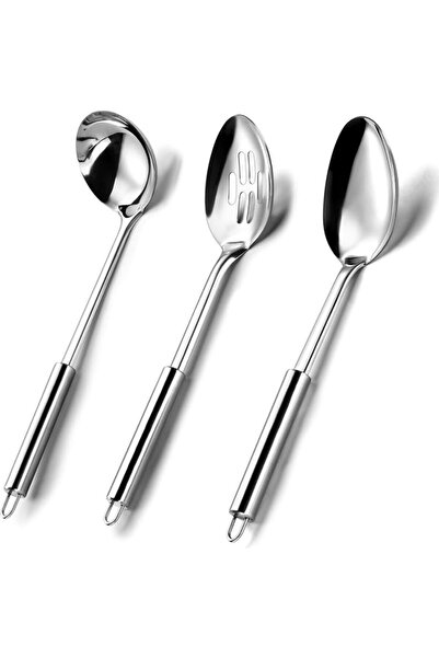 Yelajoy 3-Piece Stainless Steel Serving Spoon Set, Food-Grade Rust-Proof Serv...
