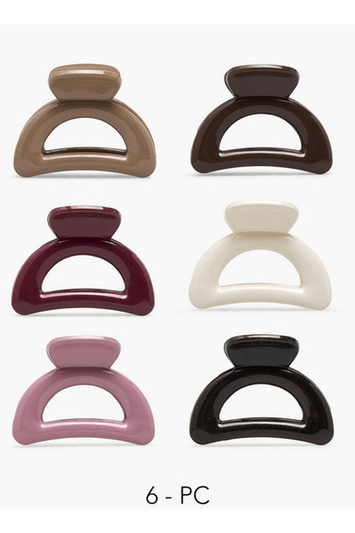 FAV Gloo Pack of 6 Curved Hair Clamp with Cutout Design
