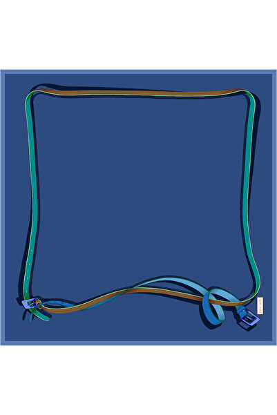 Pierre Cardin Blue 90X90 Silk Crepe Satin Scarf