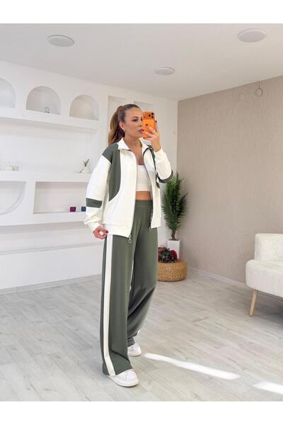 Top Step Textured Modal Garnished Zipper Detailed Suit