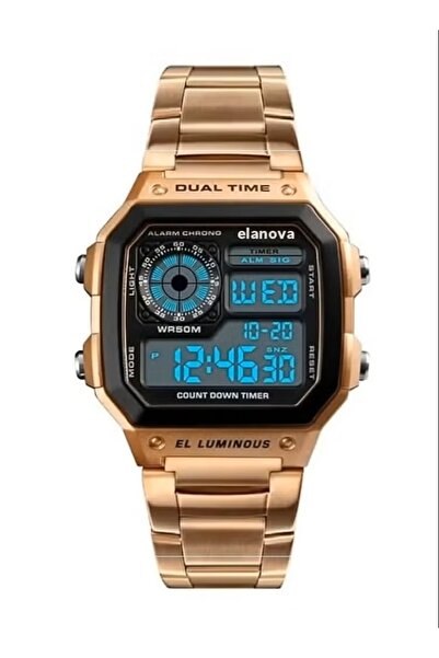 Elanova Men Sport Stainless Steel Strap Watches Men Waterproof Led Digital Wr...