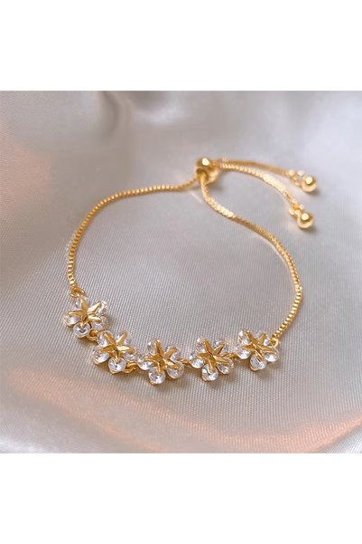 Choice Gold Exquisite Rhinestone Bracelet Ladies Fashion Stars Flower Charm W...