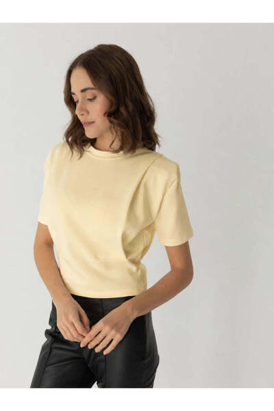 Frame Bel Vurgulu Pamuklu Kadın T-shirt Sarı