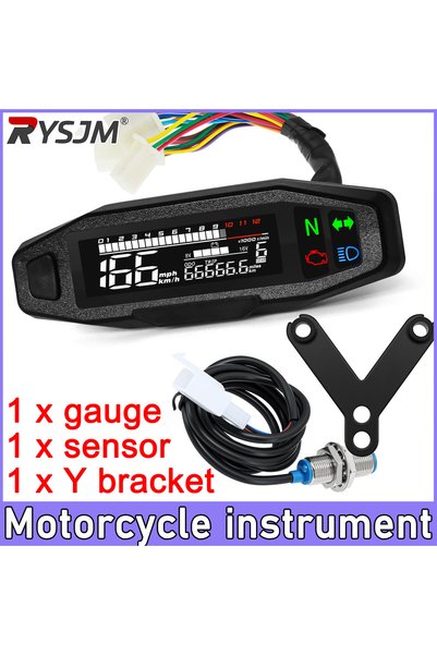Choice MT0069-M040-3 Universal Motorcycle Speedometer Digital Dashboard Instr...