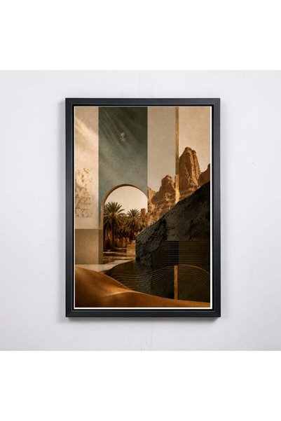OEMS بوابة النخيل | لوحة كانفس فاخرة - 50x70 - أسود