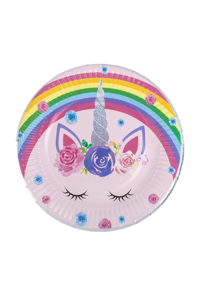OEM Farfurii de Petrecere din Carton Unicorn Rainbow cu Detalii Holografice 1...