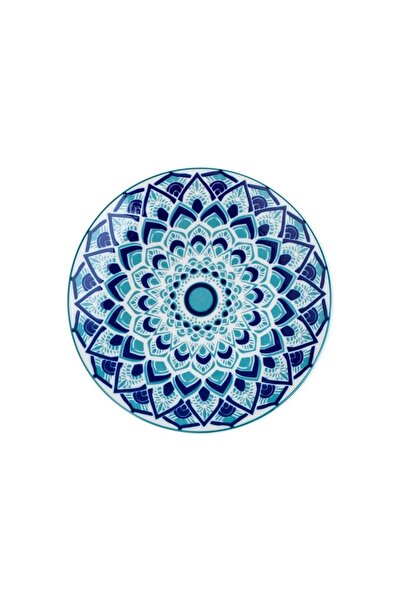 OEM Farfurie din Porțelan Alb cu Model Aztec Bleu Marin Ø19cm – pentru servir...