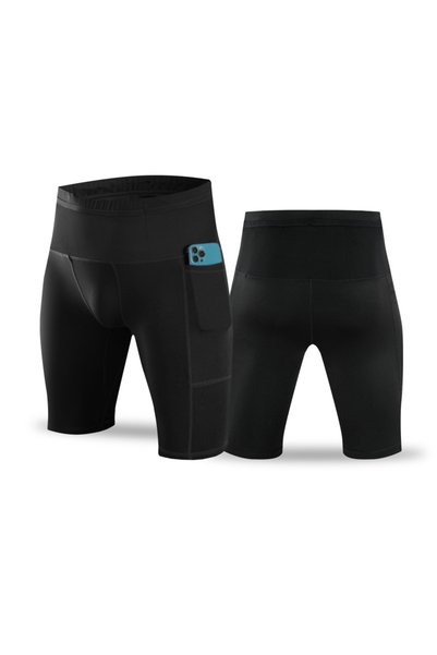 Choice XL black Men Compression Marathon Running Shorts with Waist Pack Quick...