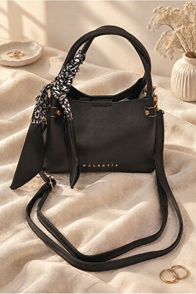 Modamorfo 3-Compartment Bag with Scarf Detail and Strap - Black