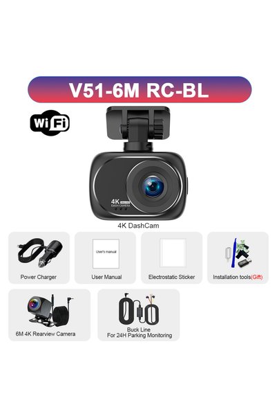 Choice كاميرا لوحة القيادة None V51-6M RC-BL بدقة 4K UHD، مسجل فيديو للسيارة ...