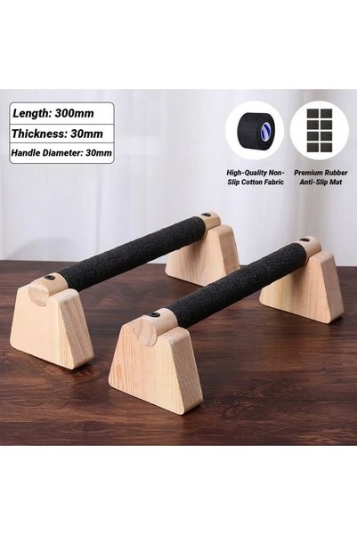 Choice Wood-Colour(300mm) Wooden Push‑up Bar Stands 1Pair Push Ups Rack Hands...