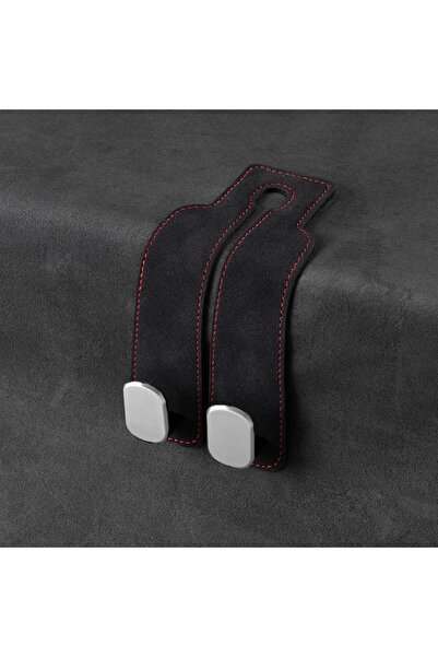 Choice Black 1pc Premium Car Headrest Storage Hook Soft Suede Rear Seat Dual ...