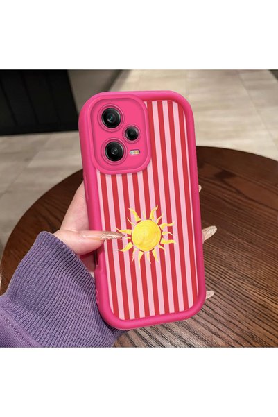 CASEVIBE Redmi Note 12 Pro 5G Uyumlu Çizgili Güneş Baskılı Canlı Renkli Şık T...