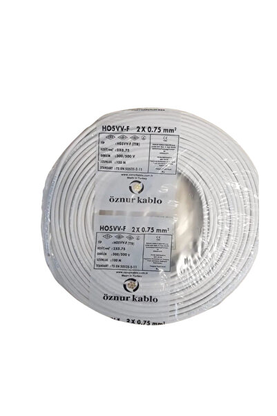 öznur kablo Öznur 2X0.75 mm White Ttr Multi-Core Cable H05Vv-F 100 Meters