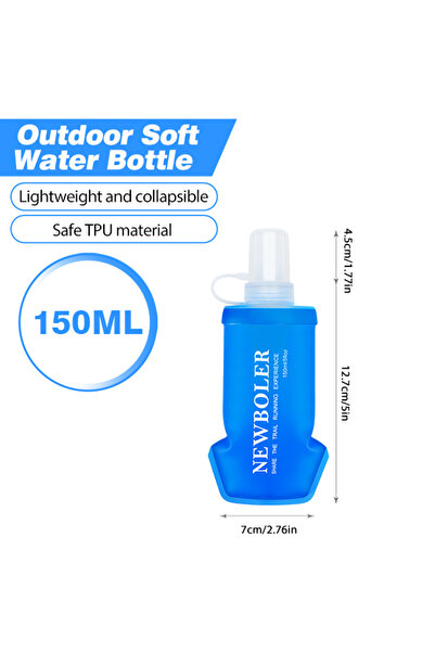 Choice BLU-150 250/500/750ML Soft Flask Folding Collapsible Water Bottle For ...