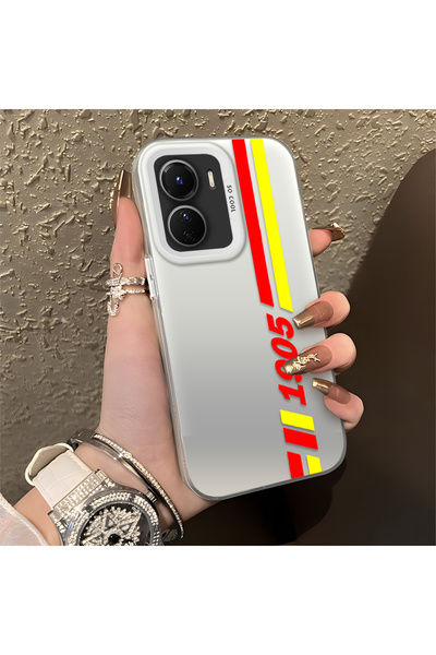 CASEVIBE Vivo Y16/Y02S/Y56 Uyumlu Sofistike Şerit Tasarım Çok Dayanıklı Koruy...