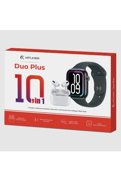 KATJMER KJ/DP-001 DUO PLUS 12İN1 BLUETOOTH KULAKLIK + 7 KORDONLU AKILLI SAAT