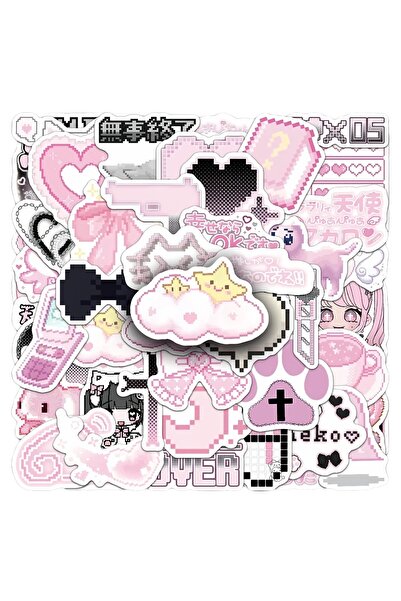 Choice 1 عبوة (50 ملصقًا) 10/30/50 قطعة ملصقات جرافيتي لطيفة بتصميم بيكسل ورد...
