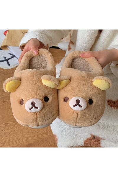 BANDAI 40-41 A Kawaii Rilakkuma Cotton Slippers Cute Winter Outer Wear Couple...
