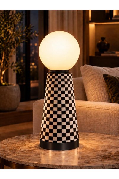 Natiorj Colora Camlı Model Kumaş Detaylı Elektrikli Masa Lambası Salon Yatak ...