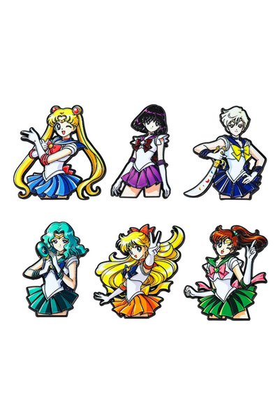 BANDAI 6Pcs Brooches 6Pcs Sailor Moon Anime Girls Enamel Pins Tsukino Usagi C...
