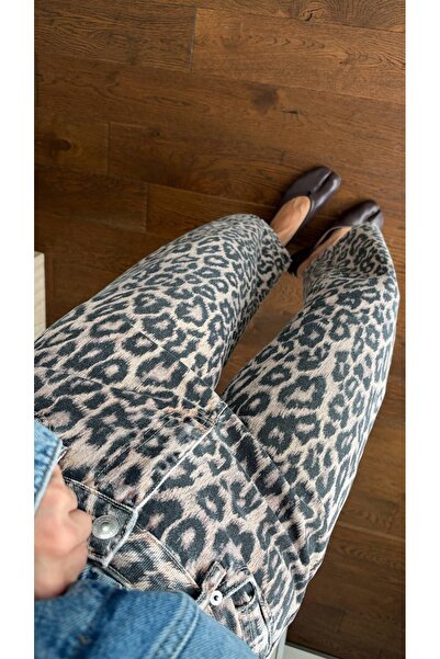 sinem kıvanç YÜKSEK BEL LEOPAR DESENLİ JEAN