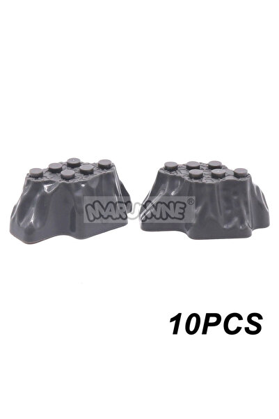 Choice قطع بناء حجرية رمادية اللون 4×8 بوصة، مكعبات MARUMINE MOC على شكل صخور...