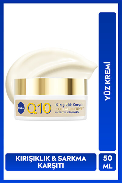 NIVEA Q10 Kolajen Peptit içeren Sarkma ve Kırışıklık Karşıtı Yüz Kremi 50ml, ...