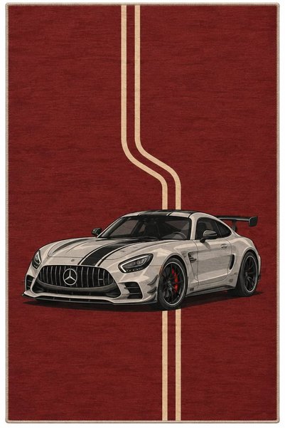 Rugs Modern Halı Eta Sports Race Car Patterned Woven Base Decorative Carpet E...