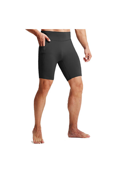 Choice L black Men's High Waist Compression Workout Running Shorts, High Elas...