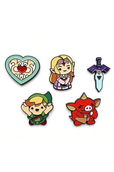 BANDAI 5pcs Brooches 5pcs Kawaii Enamel Brooch Pins Set - Master Sword Heart ...