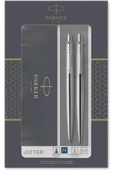 Parker Jotter Ανοξείδωτο Ατσάλι Σετ CT Στυλό Διαρκείας+Μολύβι 2093256