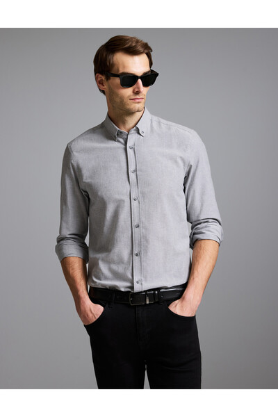 Pierre Cardin Gray Customize Fit Long Sleeve Shirt 50331450-Vr080