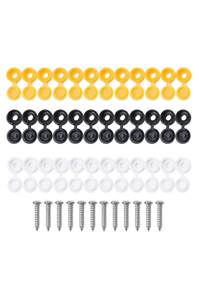 Choice A White/ Black/ Yellow Plate Screws Cap Set For Car Number Plate Decor...